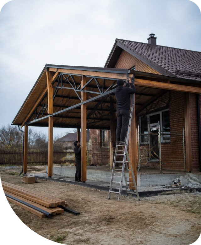 Пристройка навеса к дому и участку в Вичуге под ключ